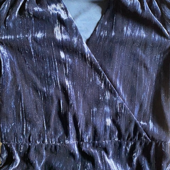 H&M Crushed Velvet Navy Blue Mini Dress - Picture 6 of 12